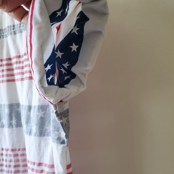 Free Planet Mens L Shirt Button Front American Flag Reverse Print Cotton USA - Picture 6 of 13